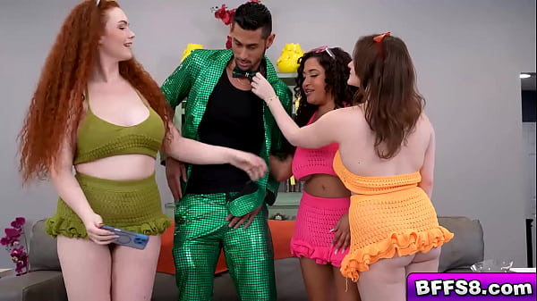 Three BFfs Brina Scarlet Fun Sized Megan and Lil Bet Saunders realize that they reached their goal of getting Mike Skywalker hard all together