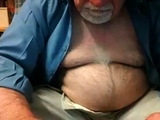Hairy Grandpa Bear Strokes His Big Cock